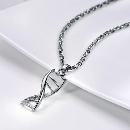 Stainless Steel DNA Pendant - Unique Molecular Design Necklace