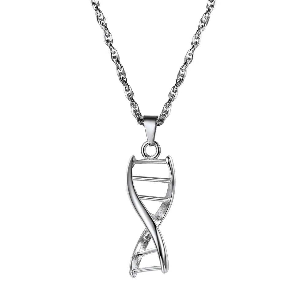 Stainless Steel DNA Pendant - Unique Molecular Design Necklace