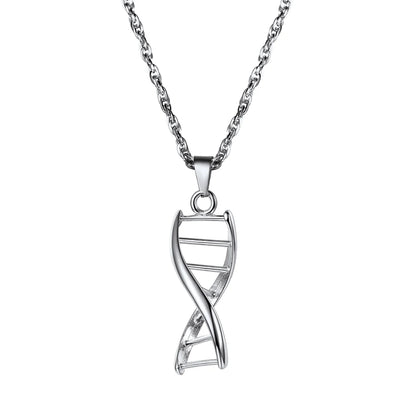 Stainless Steel DNA Pendant - Unique Molecular Design Necklace