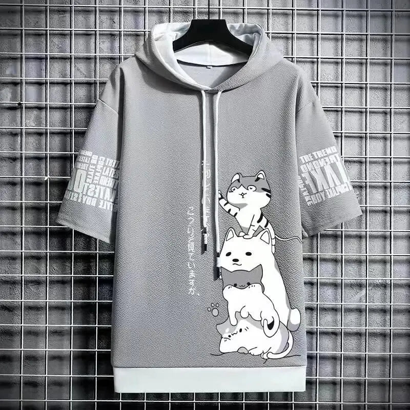 Cute Cat Graphic Hoodie - Casual Lightweight Hoodie for Everyday Wear