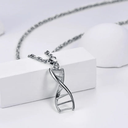 Stainless Steel DNA Pendant - Unique Molecular Design Necklace