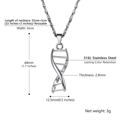 Stainless Steel DNA Pendant - Unique Molecular Design Necklace