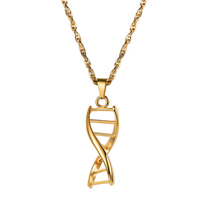 Stainless Steel DNA Pendant - Unique Molecular Design Necklace