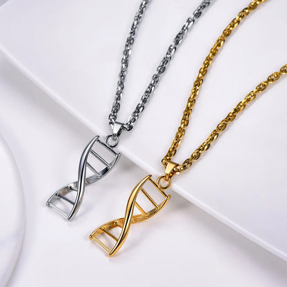 Stainless Steel DNA Pendant - Unique Molecular Design Necklace